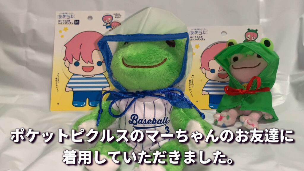 セリアのレインポンチョM ポケットピクルス着用 頭部ぴったり 身体カバー少なめ