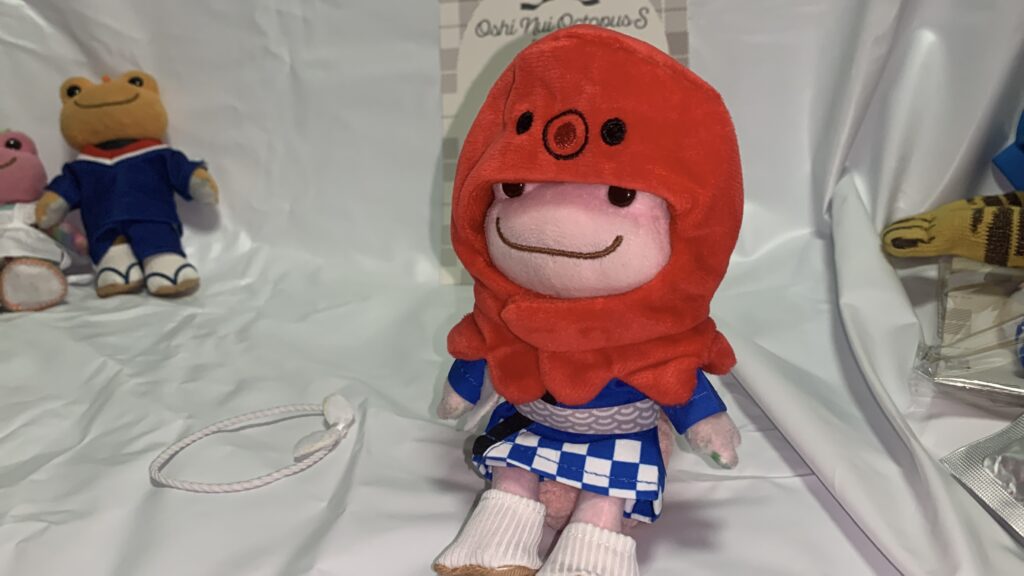 かえるのピクルスにタコかぶりもの Sを装着した様子1