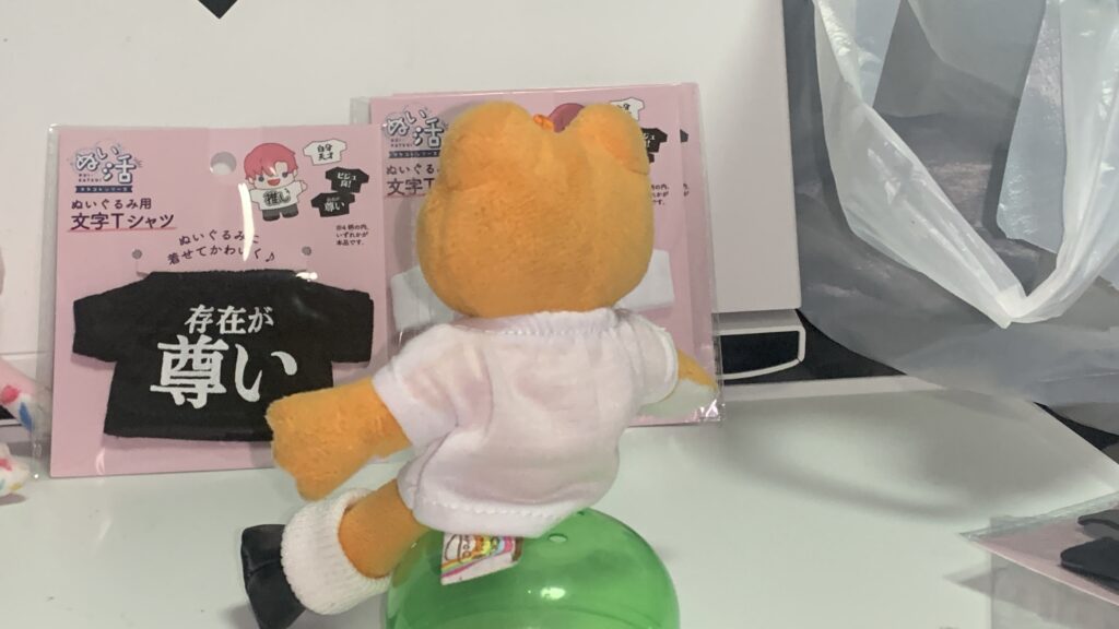 文字Tシャツを着用したかえるのピクルスの正面