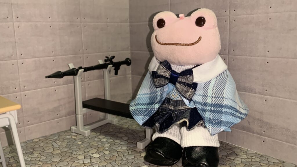 チェックケープと平成レトロぬい服を合わせた秋冬コーデ